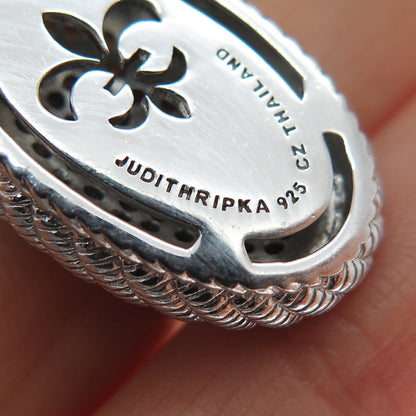 JUDITH RIPKA 925 Sterling Silver Real Smoky Quartz & C Z Charm Pendant