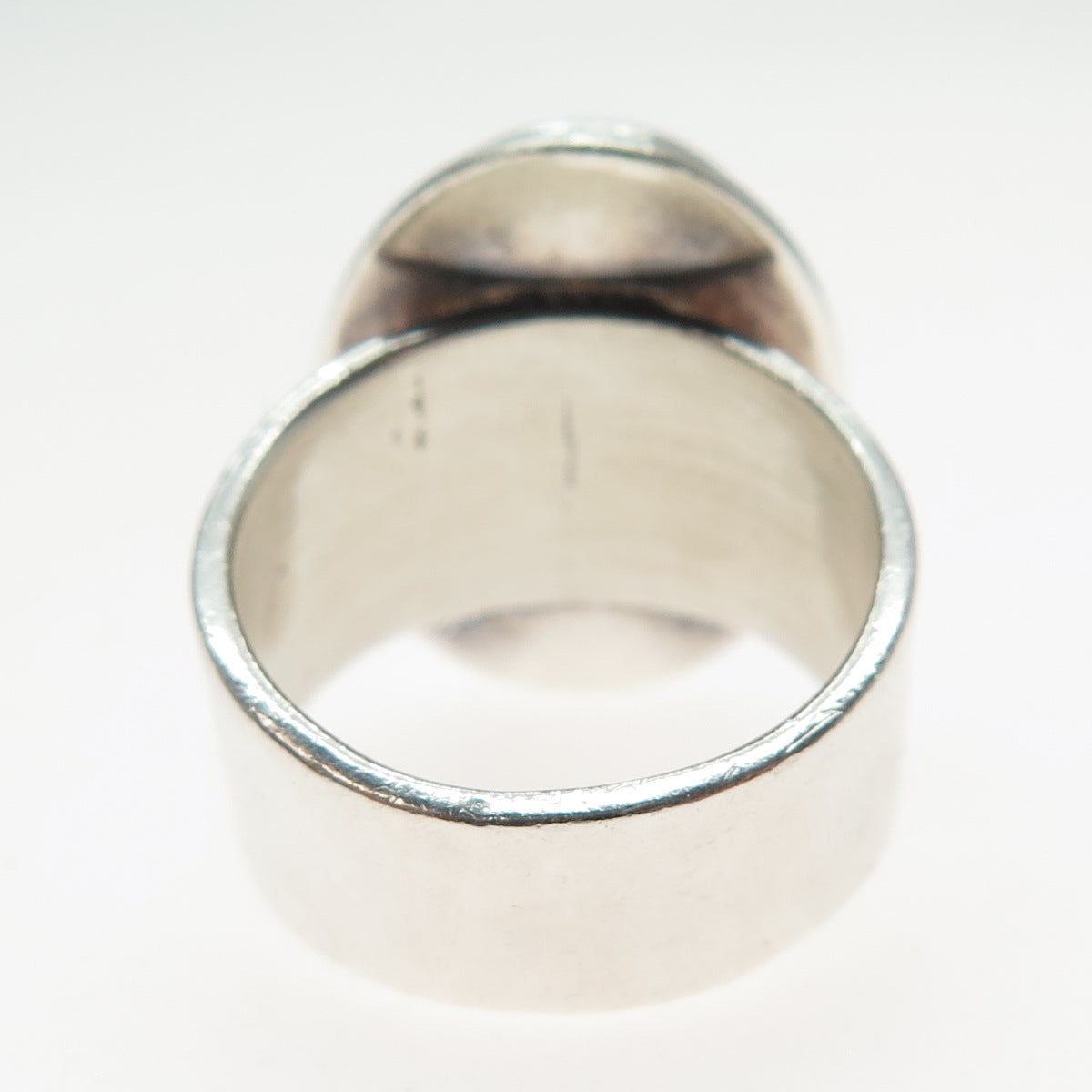 925 Sterling Silver Vintage Real Cabochon Red Jasper Modernist Ring Size 7.25