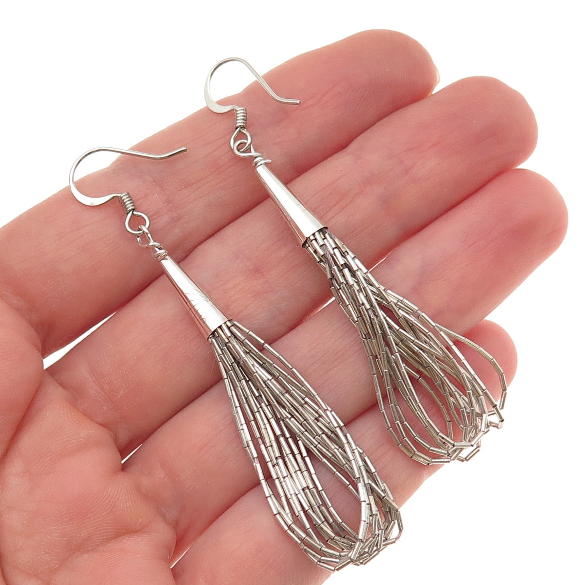 Sunrise Old Pawn 925 Sterling Vintage Southwestern Liquid Chain Dangle Earrings