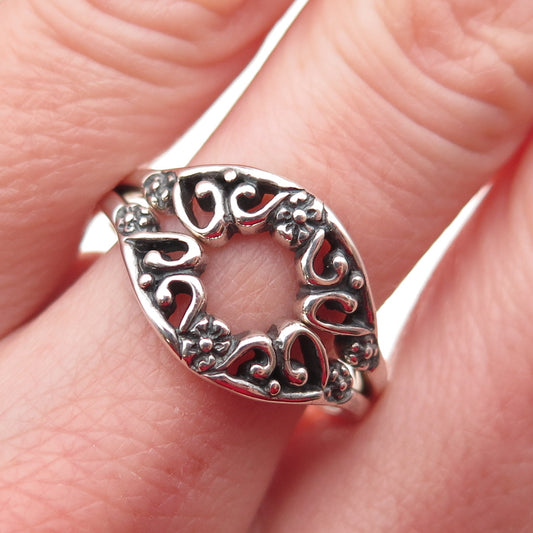 Carolyn Pollack Sterling Silver Vintage Floral Double Stackable Rings Size 10.25