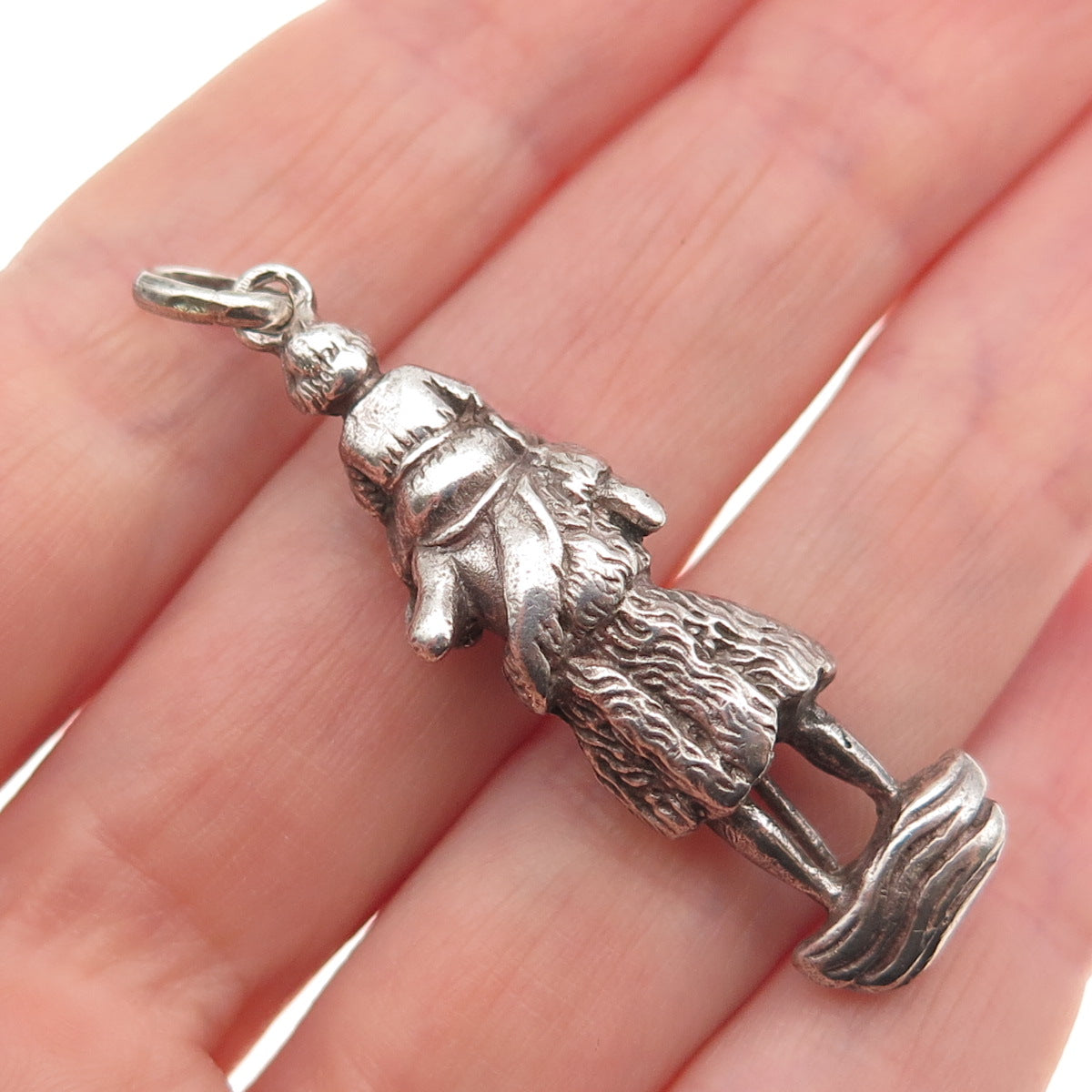 925 Sterling Silver Antique Art Deco St. Christopher Oxidized 3D Pendant