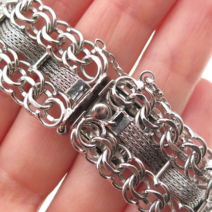 American 925 Sterling Silver Vintage Modernist Bismark & Spiga Link Bracelet 7"