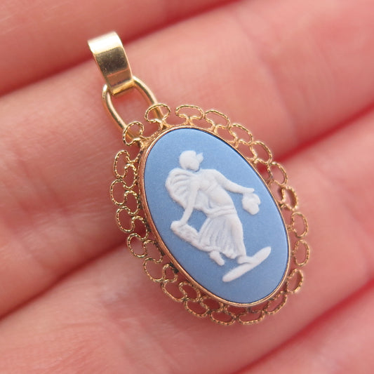 WEDGWOOD Van Dell 1/20 12K Gold Filled Vintage England Jasperware Cameo Pendant