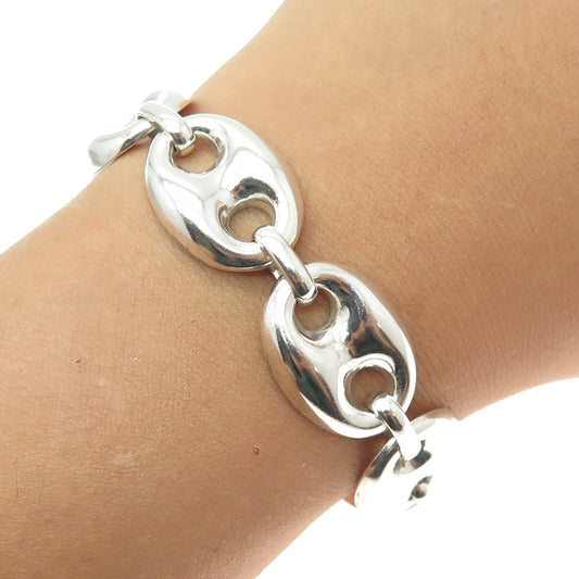 925 Sterling Silver Vintage Mexico Anchor Mariner Link Bracelet 7.25"