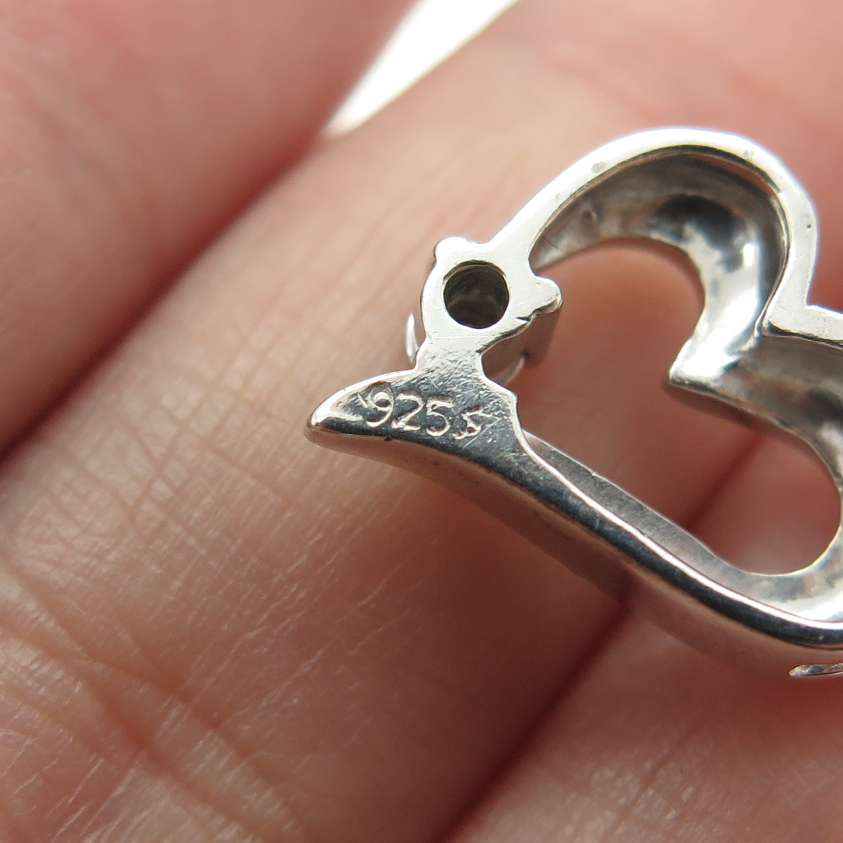 925 Sterling Silver Real Round-Cut Diamond Heart Minimalist Slide Pendant