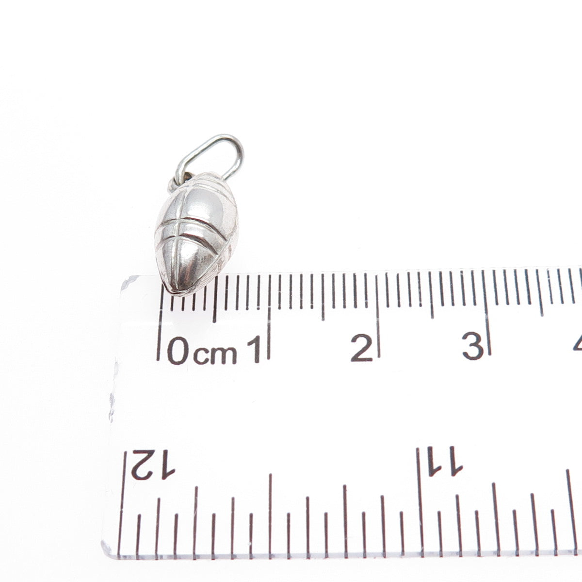 925 Sterling Silver Vintage Italy Football Ball Minimalist 3D Charm Pendant