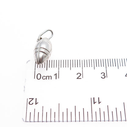 925 Sterling Silver Vintage Italy Football Ball Minimalist 3D Charm Pendant
