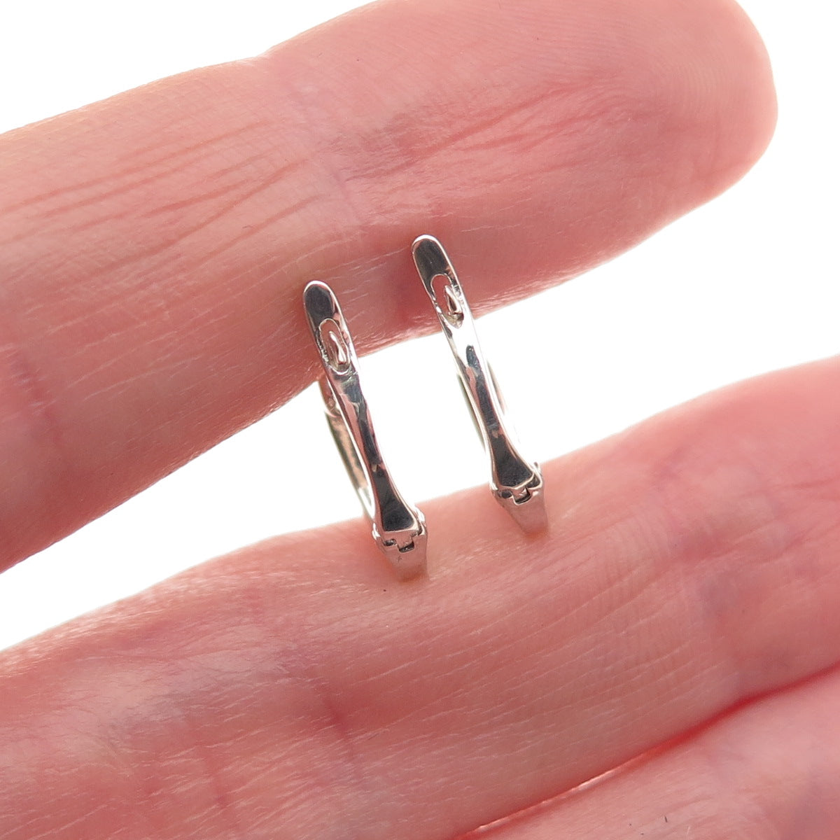 925 Sterling Silver Real Round-Cut Diamond Hoop Earrings