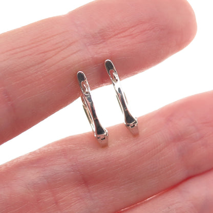 925 Sterling Silver Real Round-Cut Diamond Hoop Earrings