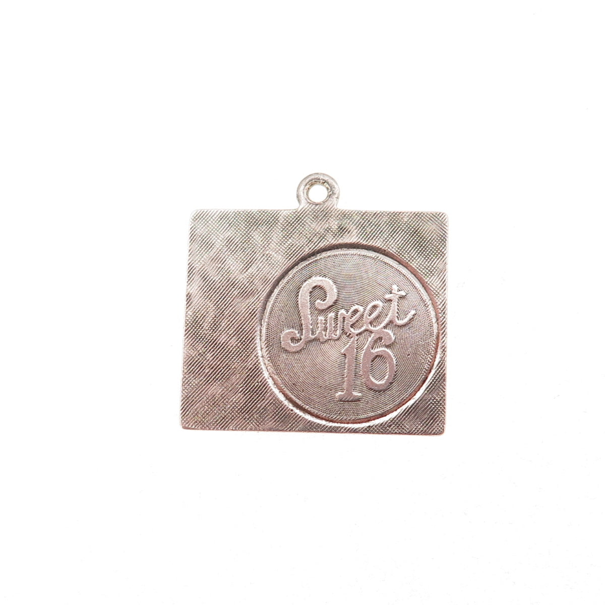 925 Sterling Silver Vintage Sweet 16 Oxidized Charm Pendant