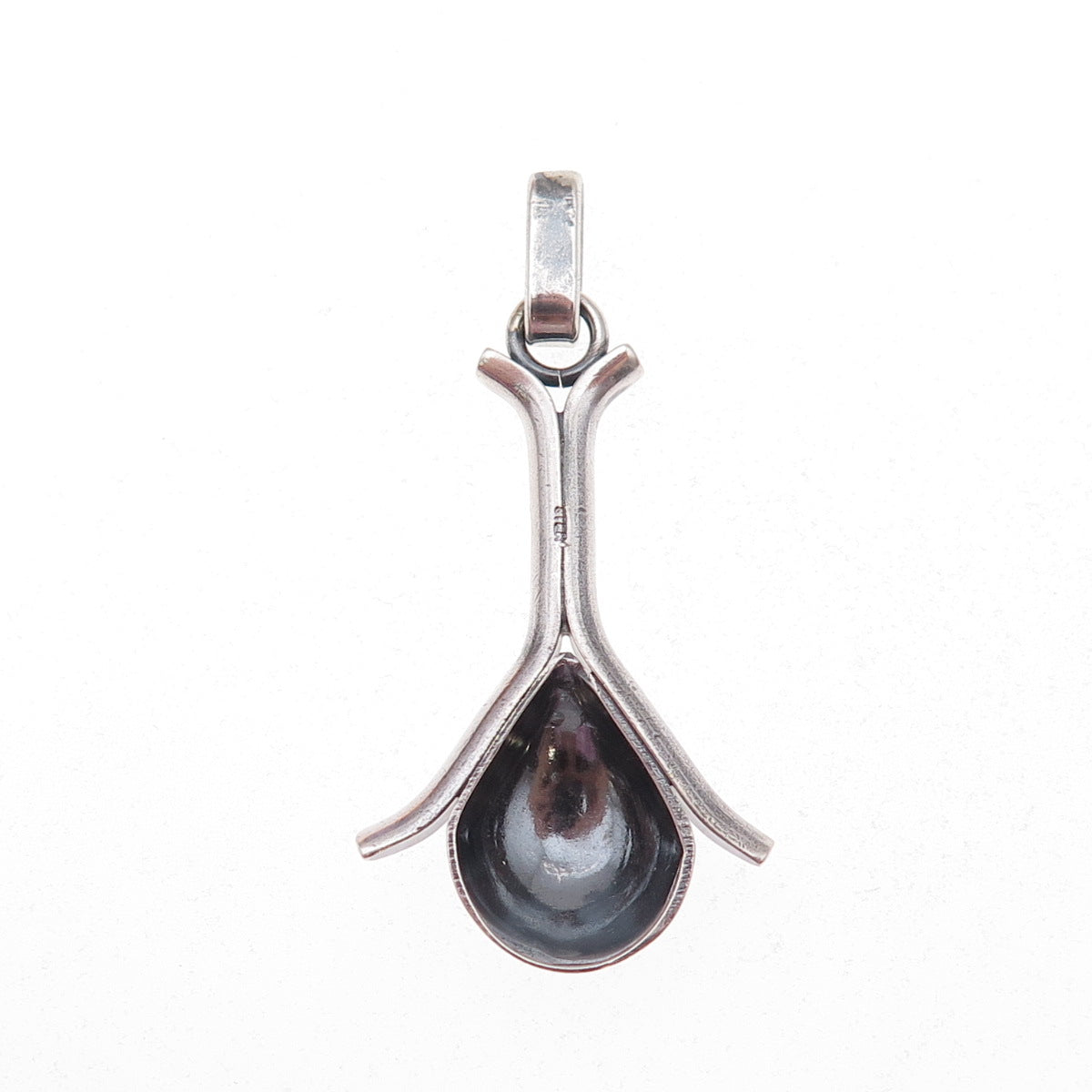925 Sterling Silver Vintage Modernist Oxidized Charm Pendant
