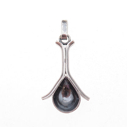 925 Sterling Silver Vintage Modernist Oxidized Charm Pendant