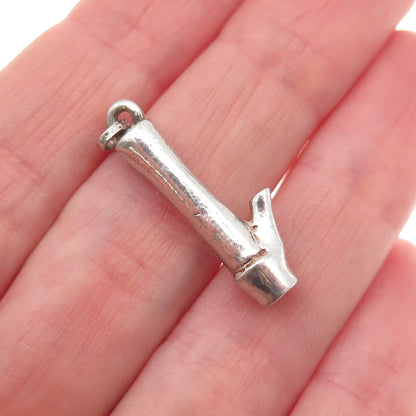 925 Sterling Silver Vintage Smoking Pipe 3D Charm Pendant