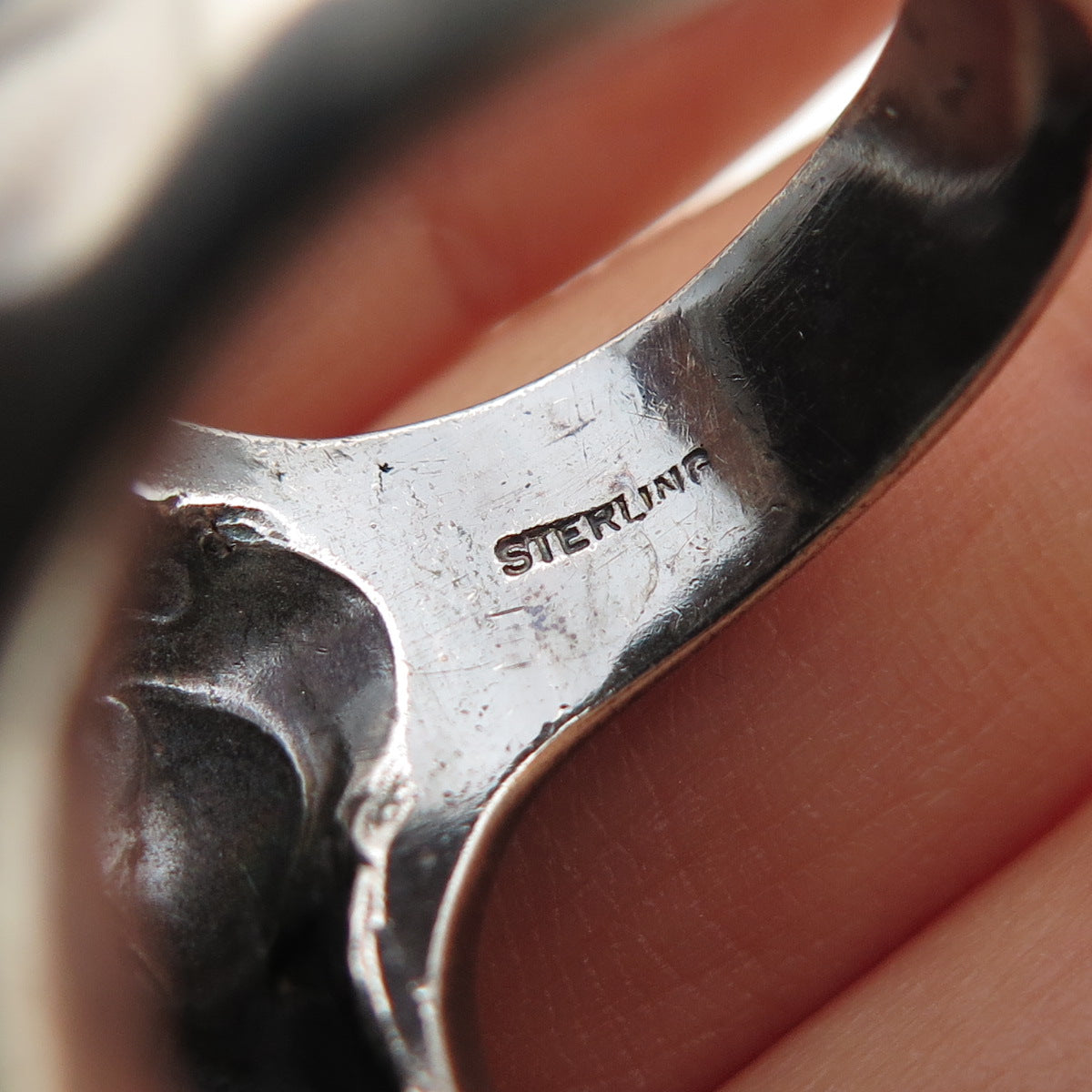 ZINA 925 Sterling Silver Vintage Modernist Oxidized Statement Ring Size 9.5