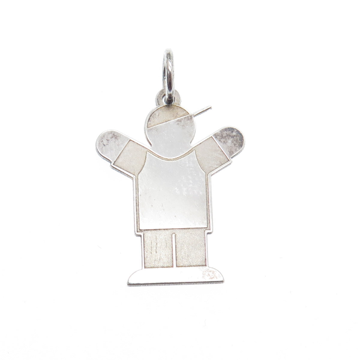 925 Sterling Silver Vintage Happy Boy Love Kid Minimalist Charm Pendant