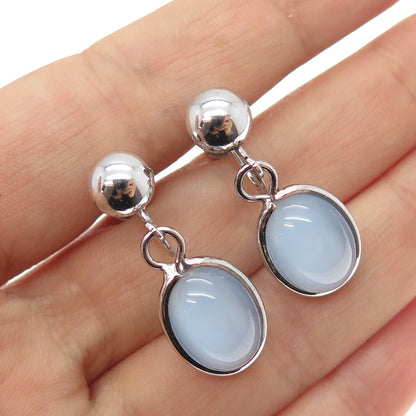 AMCO 925 Sterling Silver Antique Art Deco Real Opalite Screw Back Earrings