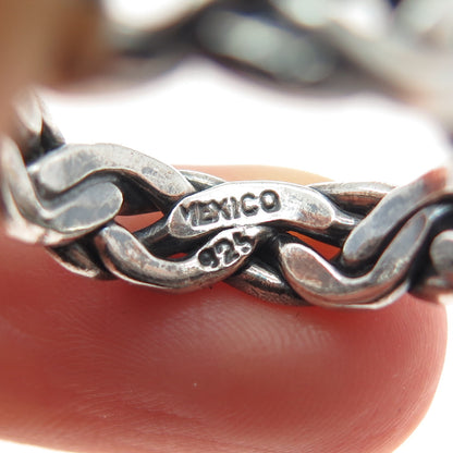 925 Sterling Silver Vintage Mexico Braided Oxidized Band Ring Size 8.25