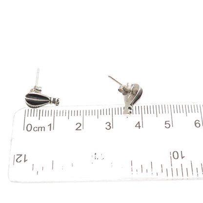 925 Sterling Silver Vintage Enamel Hot Air Balloon Stud Earrings