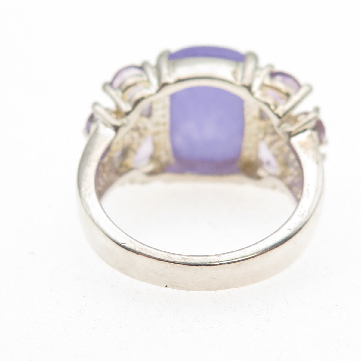 925 Sterling Silver Real Lavender Jade & Amethyst Ring Size 7
