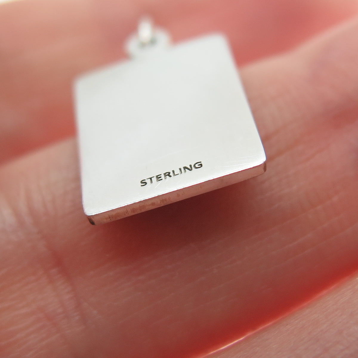 925 Sterling Silver Red Enamel Never Sorry Minimalist Charm Pendant
