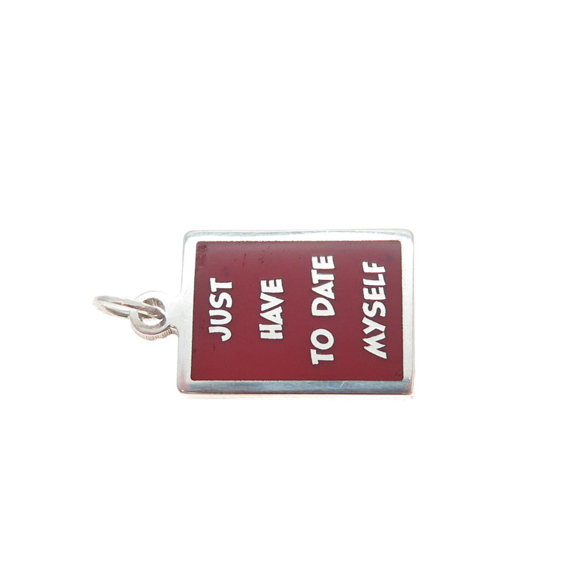 925 Sterling Silver Red Enamel Just Have To Date Myself Minimalist Charm Pendant