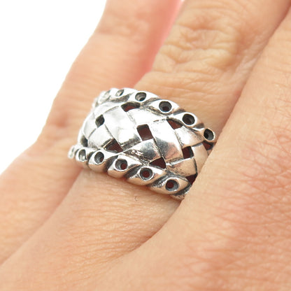 925 Sterling Silver Vintage Wicker Ring Size 6.75