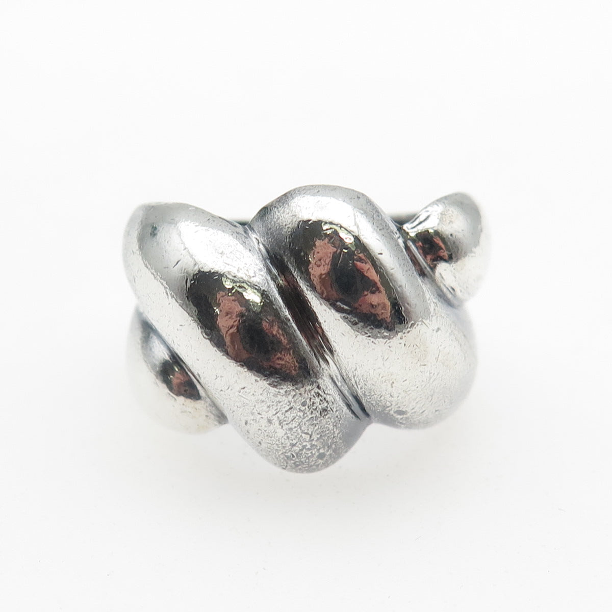 925 Sterling Silver Vintage Modernist Dome Oxidized Ring Size 9