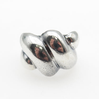 925 Sterling Silver Vintage Modernist Dome Oxidized Ring Size 9