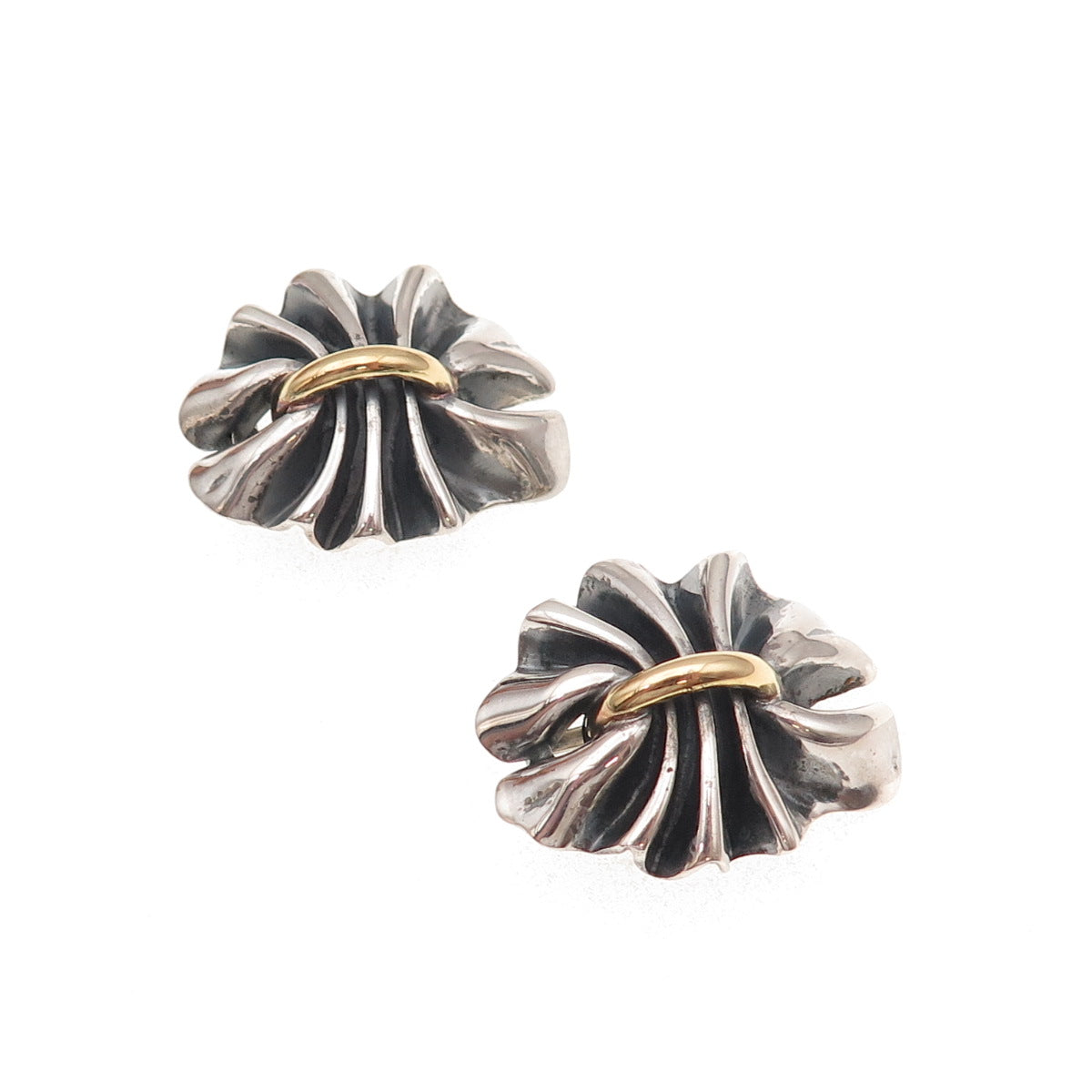 Georg Jensen 925S Sterling 2-Tone Vintage Denmark Modernist Clip On Earrings 400