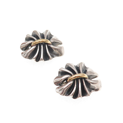 Georg Jensen 925S Sterling 2-Tone Vintage Denmark Modernist Clip On Earrings 400