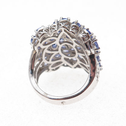 Chuck Clemency 925 Sterling Silver Real Tanzanite Floral Ring Size 8