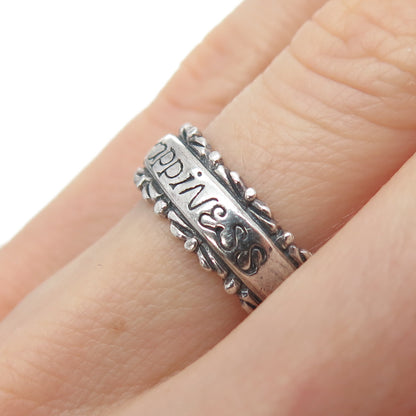 925 Sterling Silver Vintage Happiness Oxidized Band Ring Size 6