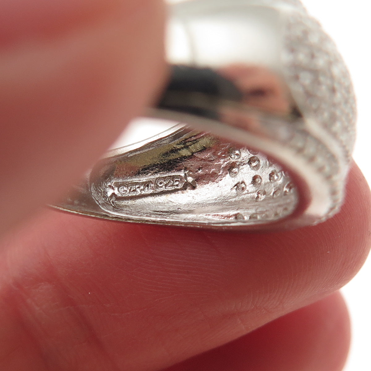 925 Sterling Silver Real Round-Cut Diamond Sparkle Dome Ring Size 7