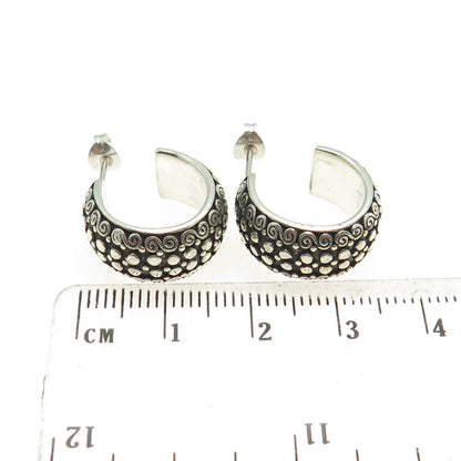 JGD JANICE GIRARDI 925 Sterling Silver Vintage Swirl Hoop Oxidized Earrings