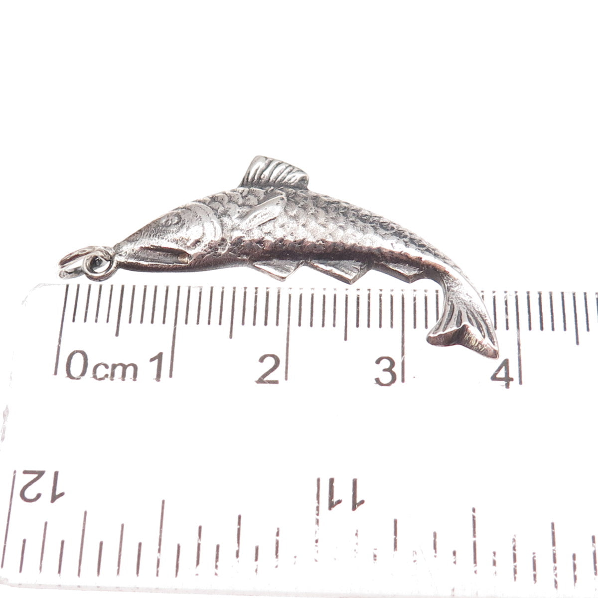 900 Silver Vintage Koi Fish Oxidized Charm Pendant