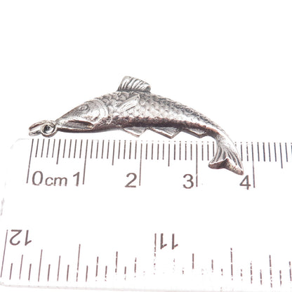 900 Silver Vintage Koi Fish Oxidized Charm Pendant