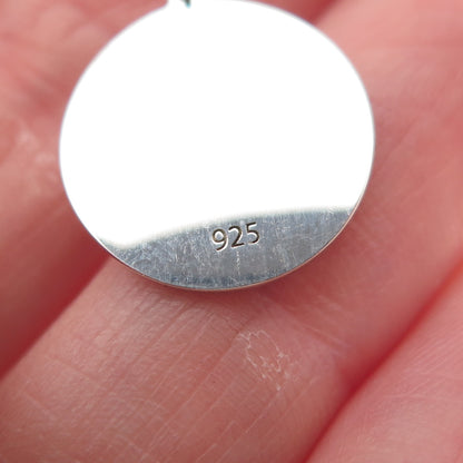 925 Sterling Silver Purple Enamel Cat Couple Round Tag Mini Charm Pendant