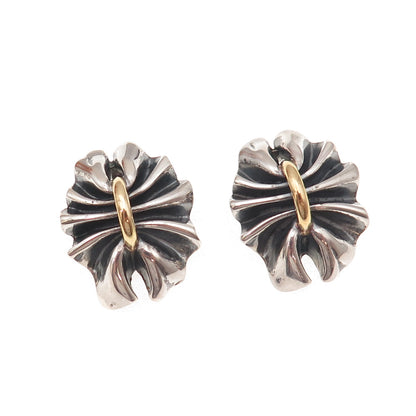 Georg Jensen 925S Sterling 2-Tone Vintage Denmark Modernist Clip On Earrings 400
