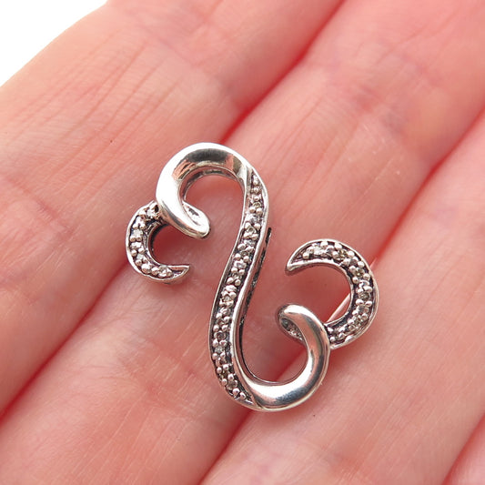 JANE SEYMOUR 925 Sterling Silver Real Diamond Open Heart Mini Slide Pendant