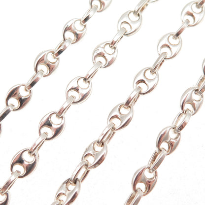925 Sterling Silver Vintage Italy Anchor Mariner Chain Necklace 32"