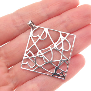 925 Sterling Silver Vintage Italy Heart Spider Web Charm Pendant