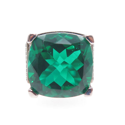 925 Sterling Silver Real Doublet Chrome Diopside & White Topaz Ring Size 6.25