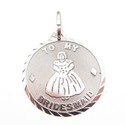 925 Sterling Silver Vintage To My Bridesmaid Charm Pendant