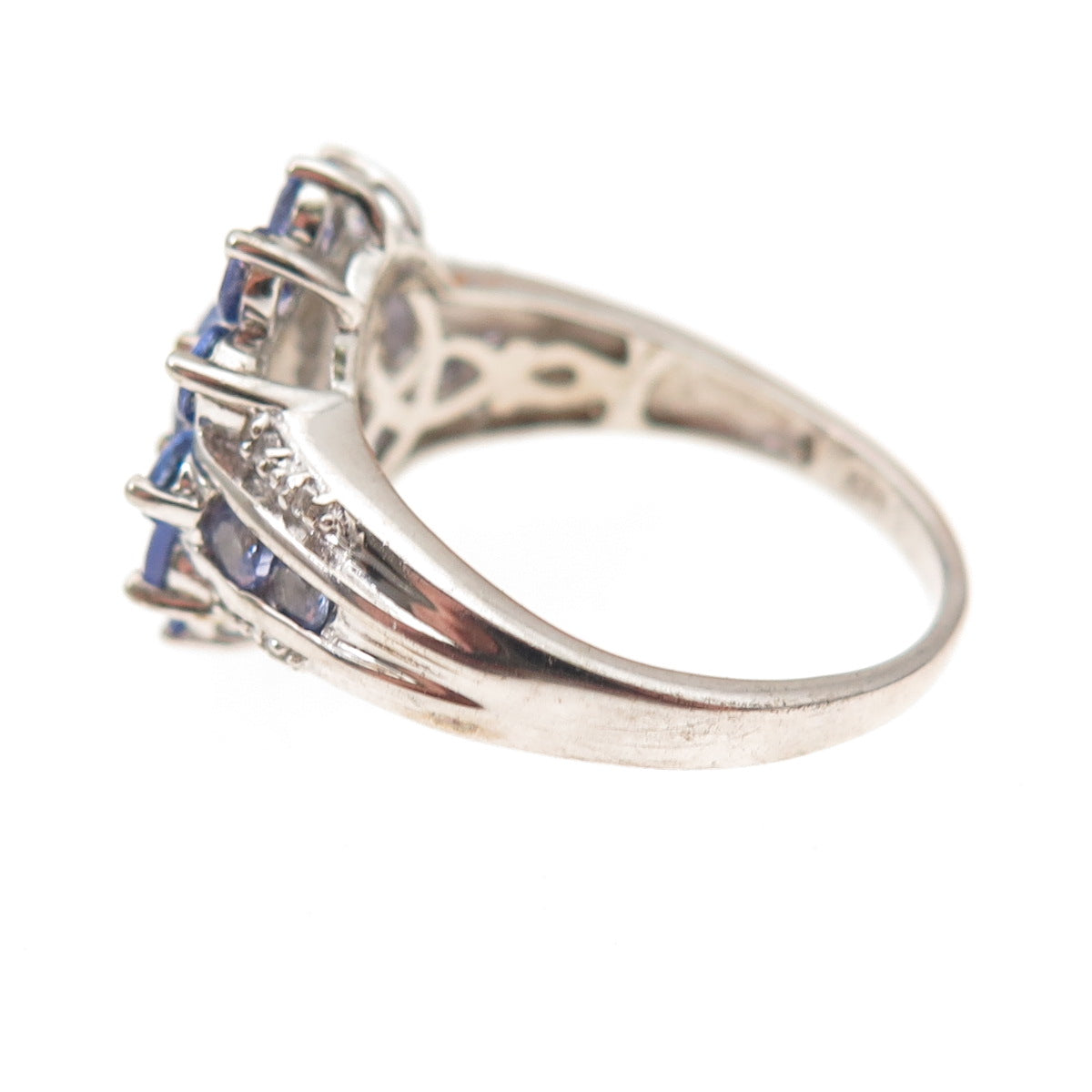 Chuck Clemency 925 Sterling Silver Real Tanzanite & White Topaz Ring Size 8.25