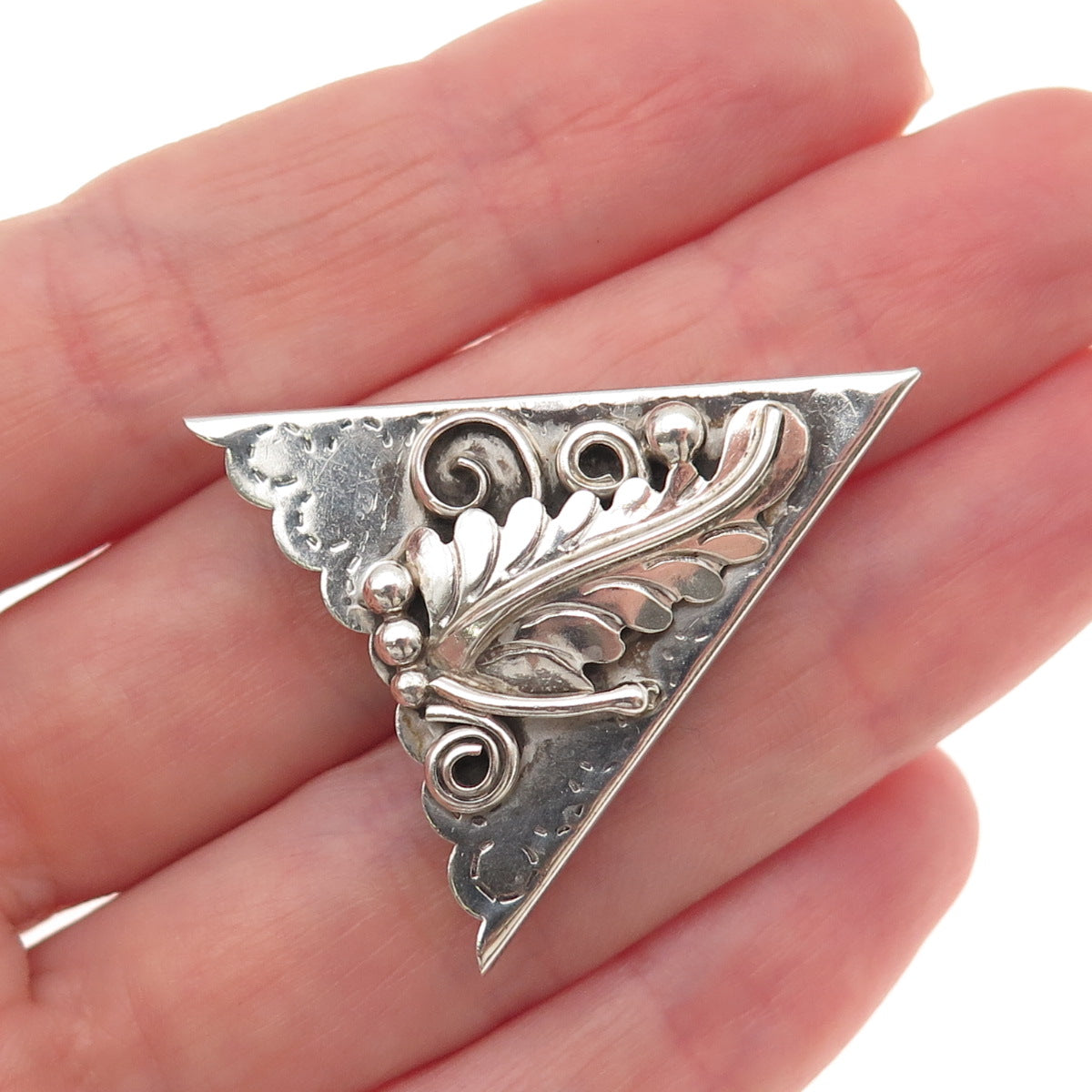 Old Pawn Sterling Silver Vintage Southwestern Feather Oxidized Tribal Belt Tip