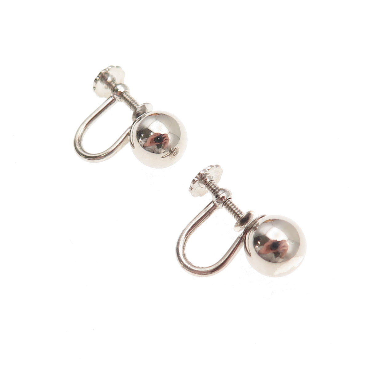 925 Sterling Silver Vintage Ball Bead Screw Back Earrings