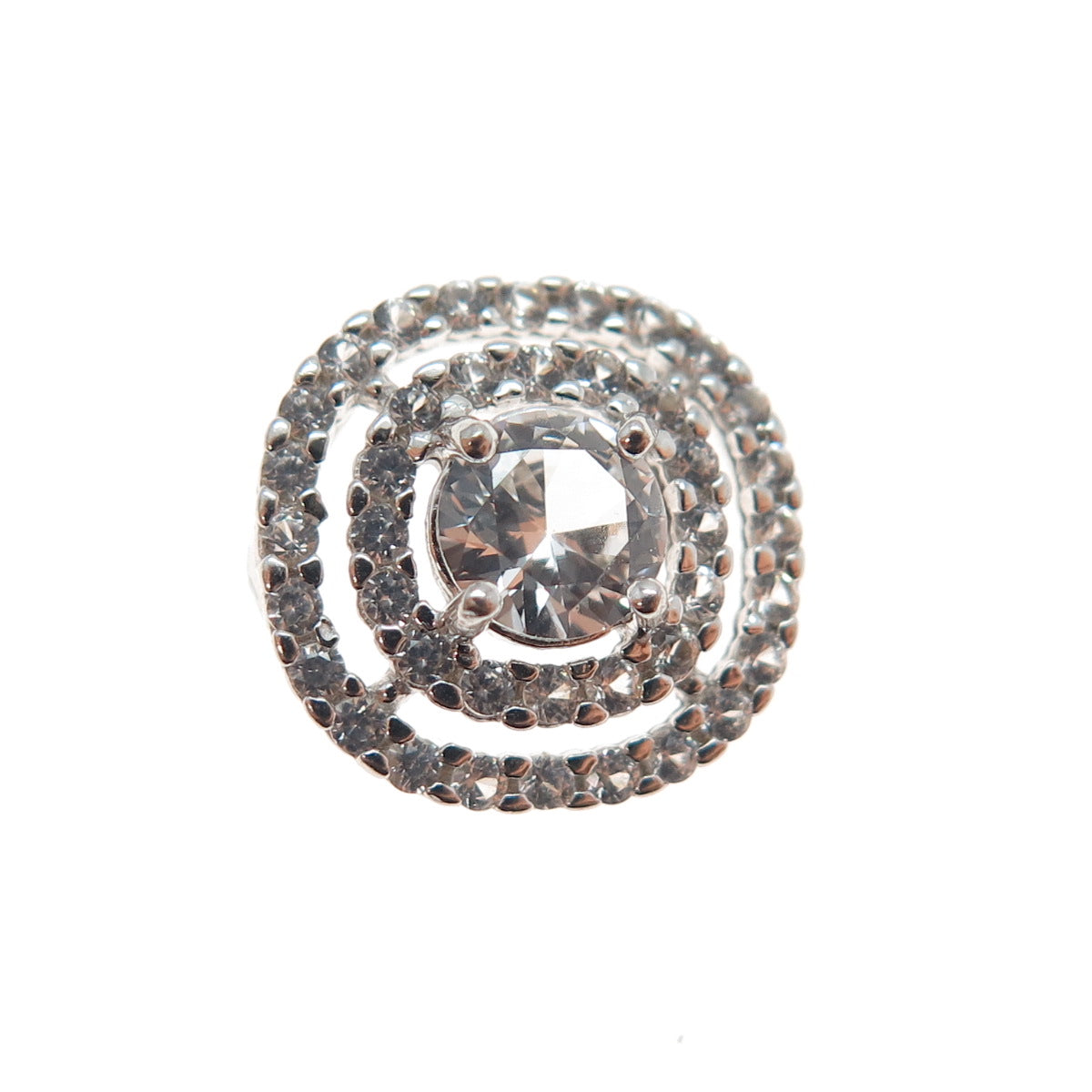 925 Sterling Silver Real Round-Cut White Topaz Mini Slide Charm Pendant