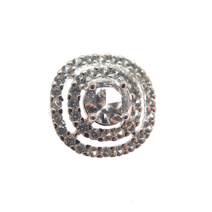 925 Sterling Silver Real Round-Cut White Topaz Mini Slide Charm Pendant