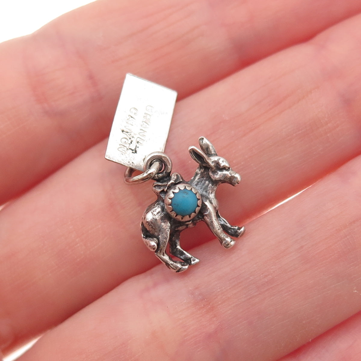 Bell Trading Post Old Pawn 925 Sterling Vintage Turquoise Donkey Charm Pendant