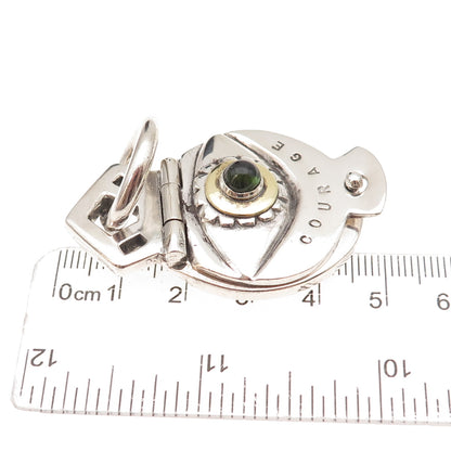 Kara Varian Baker Sterling Silver Vintage Real Peridot Courage Locket Pendant
